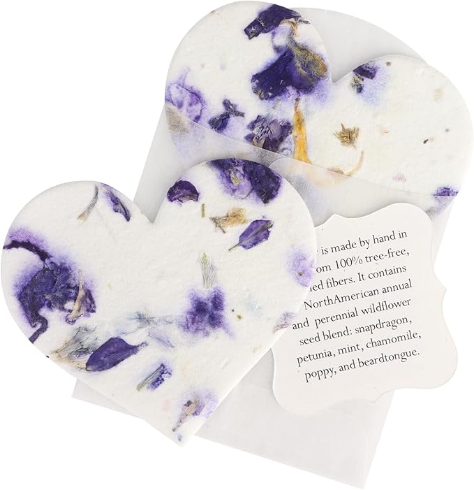 Set of 24 Purple Heart – Plantable Seed Paper for Weddings, Gifts, and Life Events