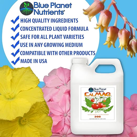 CalMag Plus Iron Liquid Plant Supplement (128 fl oz) Gallon | for All Plants & Gardens | Concentrated Calcium Magnesium Iron | Makes Up to 1,260 Gallons of Ready to Feed | Blue Planet Nutrients