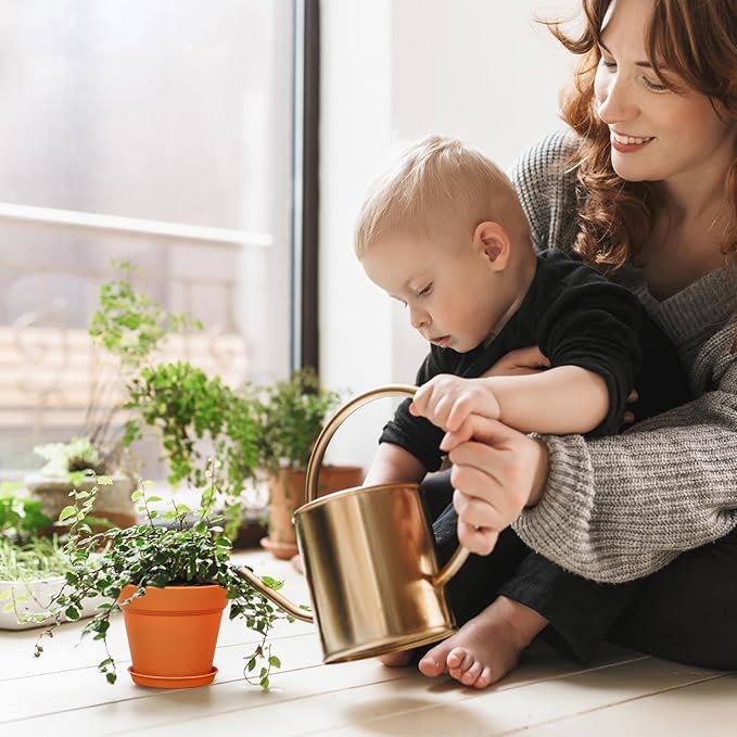 4 inch Small Plastic Nursery Pots, Seedling Pots, 16 Pack Plant Pots for Indoor Outdoor Plants, Flower Pots with Drainage Holes and Saucers, Decorative Planters for House Plants, Terracotta