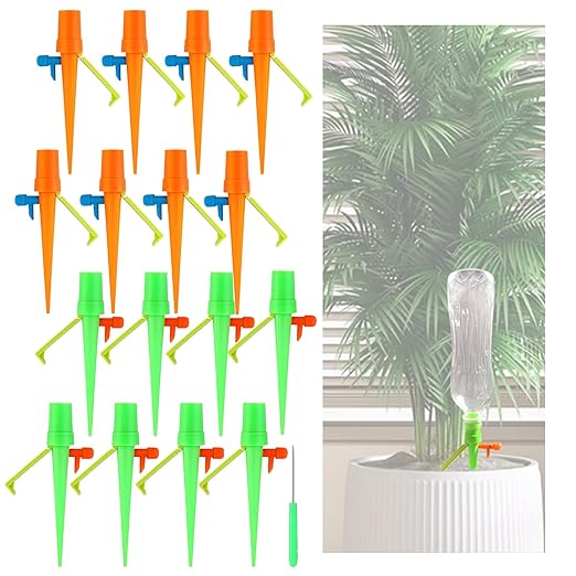 Self Watering Planter Insert Devices, Garden Automatic Watering System, Plant Watering Spikes for Outdoor Plants, Potted Plant Watering System for Vacation(16 PCS)