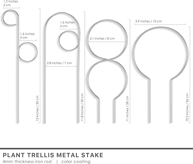 Small Metal Trellis for Indoor Plants Metal Plant Stake for Climbing House Plants Plant Support for Potted Plants Orchids, Monstera, Pothos, Ivy, Hoya, Philodendron Set of 4 (Simply Silver)