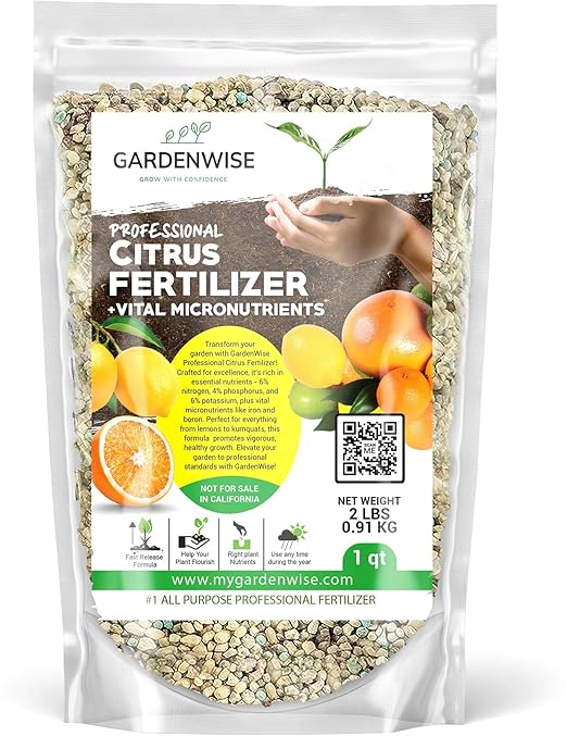 Professional Citrus Fertilizer + Vital Micronutrients; Perfect Balanced NPK for All Citrus; for Indoor and Outdoor Plants; Orange, Lime, Avocado and Lemon Tree Fertilizer (1 Quart)