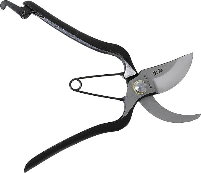 KAKURI Japanese Pruning Shears for Gardening Heavy Duty 8", Made in JAPAN, Professional Garden Bypass Pruners with Leather Sheath, Hand Forged Japanese Carbon Steel, Black