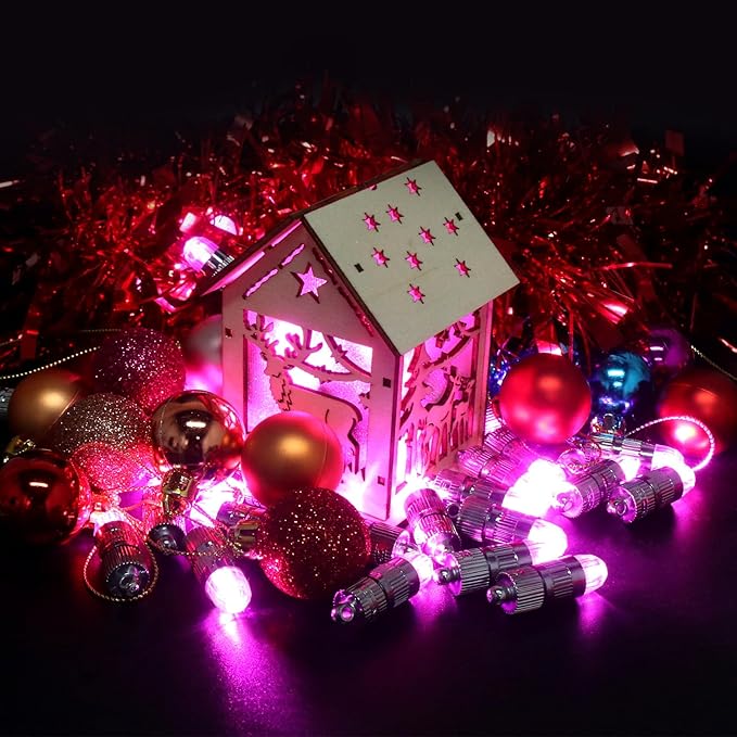 SumDirect Pack of 12/30/50/100 Colorful LED Mini Non-Blinking Lights for Paper Lanterns Balloons Floral Wedding Halloween Christmas Party Decoration Centerpieces (12, Pink)