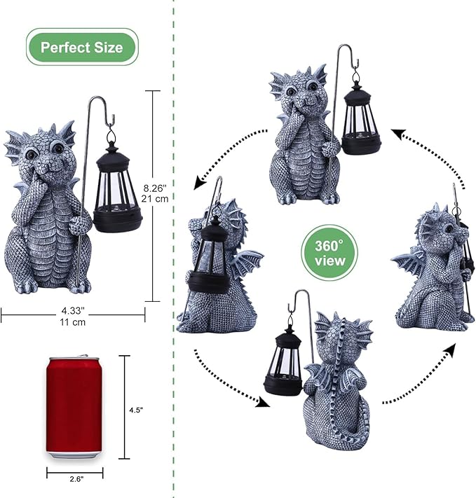 Solar Garden Decor Statues Figurine: Garden Art for Patio Balcony Yard Lawn - Unique Christmas Birthdays Gifts for Mom Grandma Women Wife Sister