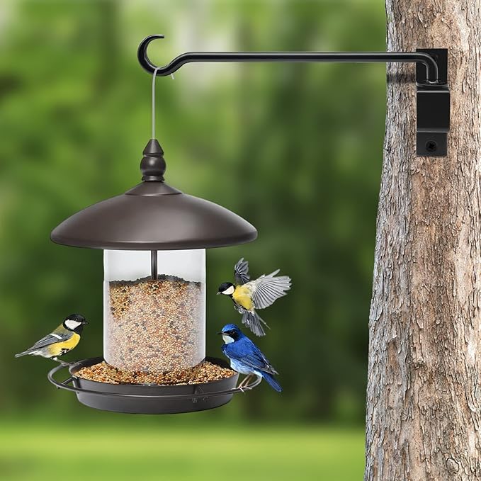 12 inch 2 Pack Swivel Plant Hangers Outdoor Heavy Duty - Black Iron Plant Hanging Hook Bracket for Flowers Baskets Pots Bird Feeder Lanterns Wind Chimes