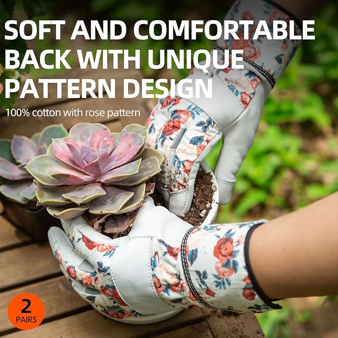 Vgo... Gardening Gloves for Women, Goatskin leather,Puncture Resistant Palm and Fingertips,Touchscreen(GA3561)