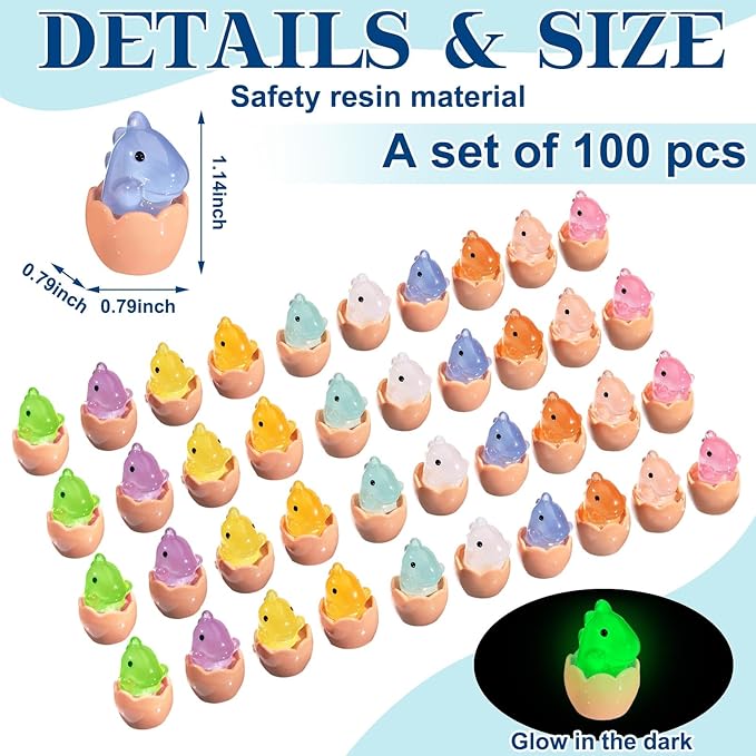 Libima 100 Pcs Mini Resin Luminous Dinosaur Figures Glow in The Dark Dinosaur Miniatures Resin Tiny Animal Figurines for Fairy Landscape Garden Aquarium Dollhouse Decor