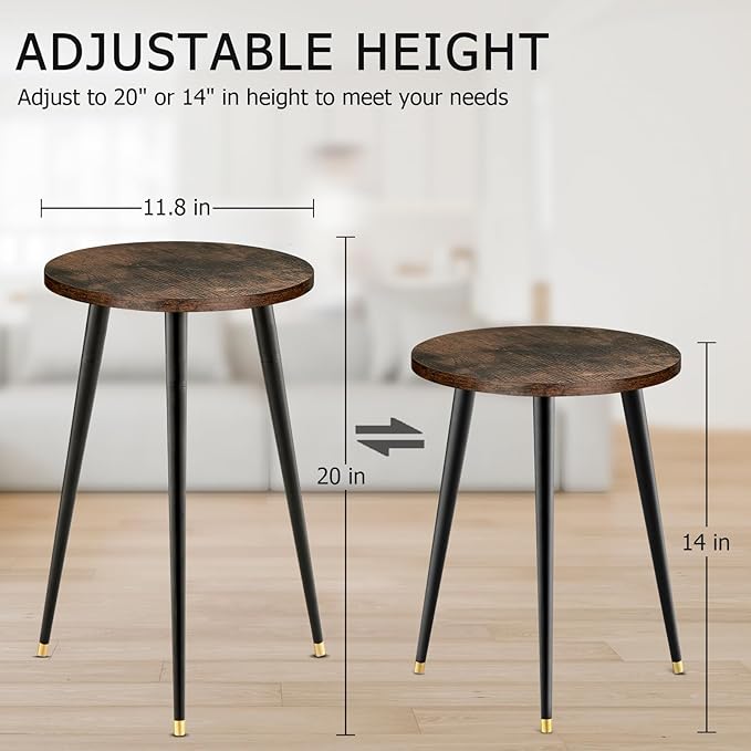 Tall Plant Stand Indoor, Mid Century Wood Plant Stand Plant Table for Flower Pots, Heavy Duty Metal Plant Holder, Modern Home Decor Small Round Side End Table (11.8"x20")