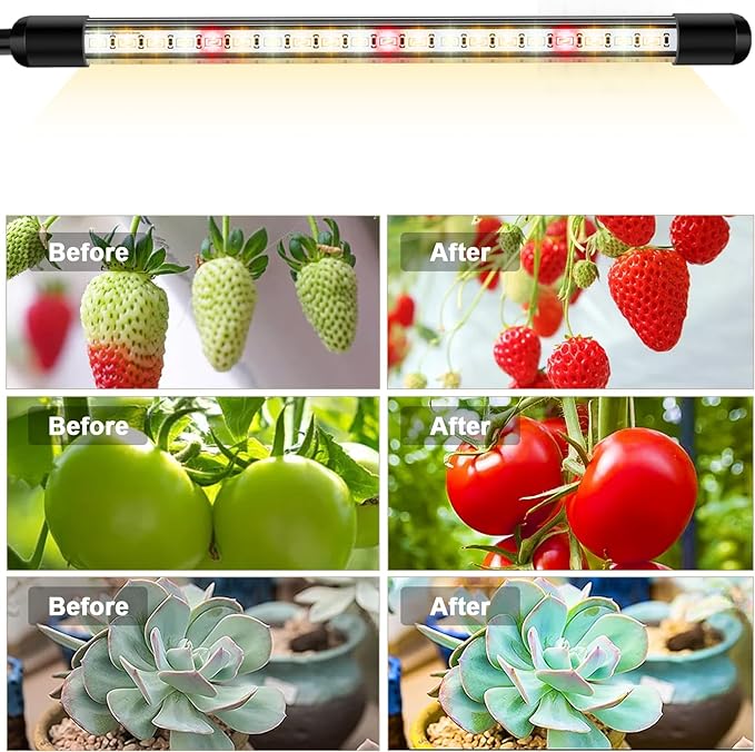 Garpsen Grow Lights, 2PCS 2 Heads Full Spectrum Plant Lights for Indoor Plants, 80 LEDs Clip Led Grow Lamp with Auto on/Off Timer Setting(6/12/16H), 5 Level Dimmable(660nm/3000K/6000K)