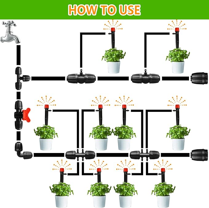 Drip Irrigation Fittings for 1/2 inch Tubing (0.60"-0.63" OD), 12 Pieces Barbed Elbow Drip Parts Locked Elbow Connectors, Drip Line Nuts Connectors for 1/2" Drip Irrigation Hose(Black)