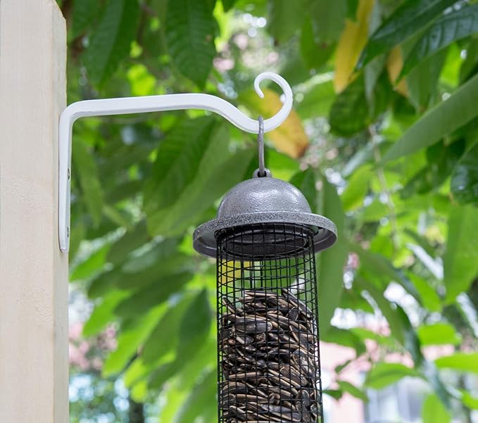 Mkono Hanging Plant Bracket 6 inch Metal Wall Plant Hook Decorative Plant Hanger for Bird Feeders, Planters, Lanterns, Wind Chimes, Home Decor Indoor Outdoor 4 Pack, White