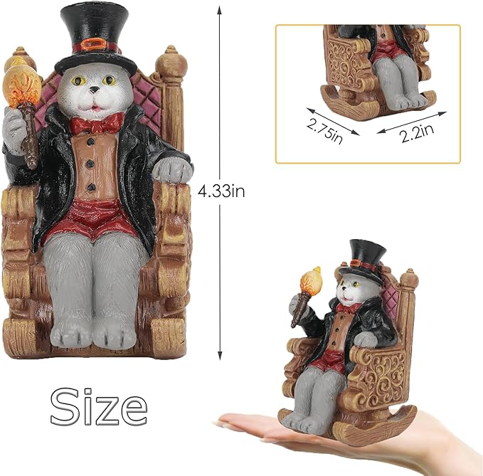 Solar Cat Garden Statues for Outside: Home Valentine Decor with Magic Wand Lights Cat Clearance Garden Sculpture for Yard Art Lawn Ornaments Porch Patio Balcony, Birthday Gifts for Mom Grandma Women