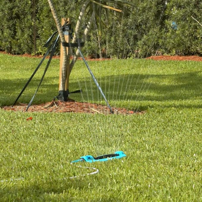 Aqua Joe SJI-OMS16 Indestructible Metal Base Oscillating Sprinkler with Adjustable Spray, 3600-Square Foot Coverage