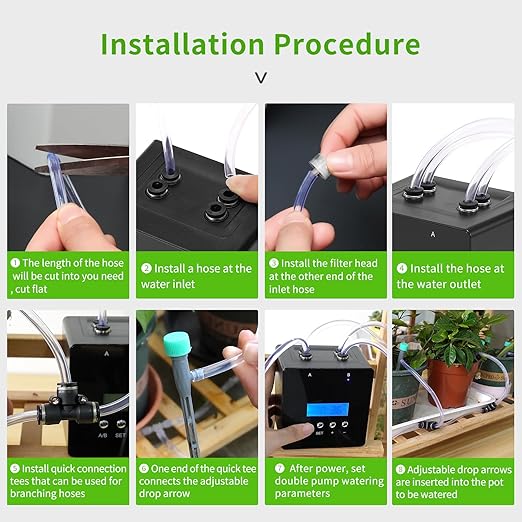 Indoor Plant Watering Device, Automatic Drip Irrigation Kit,Self Watering System for 20 Potted Plants, Built-in 2 self-Priming Pumps, 30 Days programmable Timer