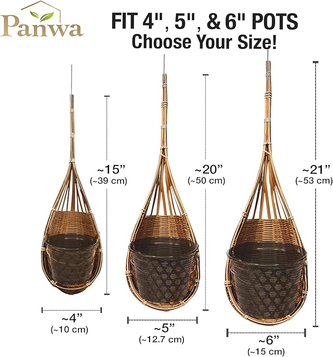 Handmade 100% Thai Bamboo Hanging Orchid Basket – 4 Inch, 5 Inch, 6 Inch (Triple Set)
