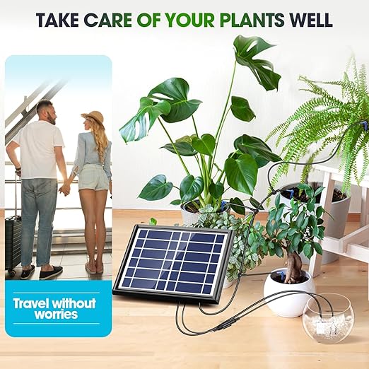 Drip Irrigation System - Skycow Solar & USB Power Automatic Drip Irrigation Kit System 15 Potted Indoor Outdoor Garden Balcony Anti-Siphoning Plant Watering System 25 Timing Mode (Digital Screen)