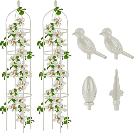 2 Pcs Garden Obelisk Trellis for Climbing Plants Outdoor 6 Ft Rose Bush Round Trellis for Pots Rustproof Metal Plant Flower Trellises for Clematis Vine Jasmine Support Outdoor Indoor