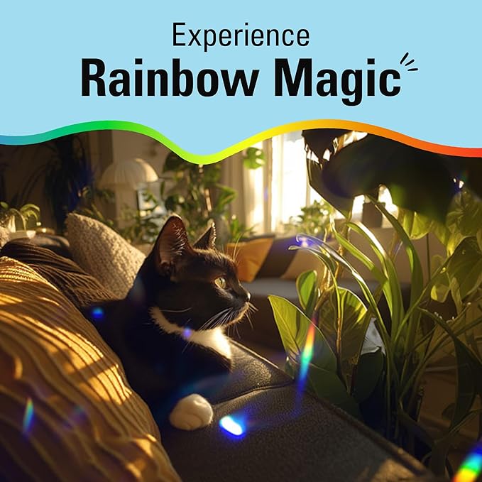 Kikkerland Solar Powered Rainbow Maker – Prism Suncatcher, Fun Home Window Decor – Unique Gift for Christmas & Birthdays – Double Crystal