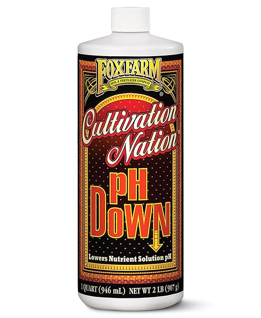 FoxFarm Cultivation Nation pH Down - Liquid Nutrient Solution Adjuster for Hydroponic & Soil Gardens, Lowers pH Levels - 40% Citric Acid for Optimal Plant Growth (Quart)