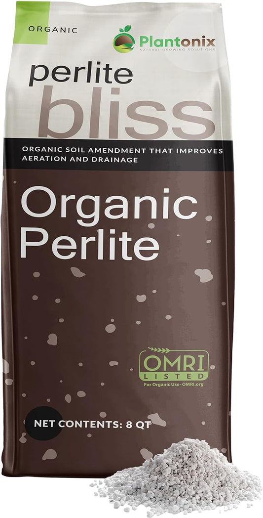 Perlite Bliss (8 Qts) - Organic Perlite for Plants - Coarse Perlite Bulk Soil Amendment - Chunky Perlite for Plants, Potting Soil, Garden Soil, & Coco Coir - Horticultural Perlite for Gardening