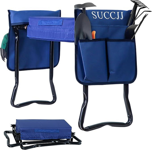 Garden Kneeler and Seat Heavy Duty,Gardening Stools and Seats for Seniors,Garden Seat and Kneeler Foldable Kneeling Bench with 2 Tool Pouches,Extra Wide Garden Bench for Kneeling and Sitting