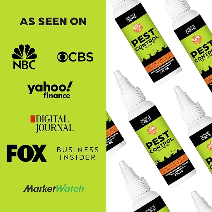 Nature's Dome 12 oz Pest Control Concentrate – Makes 1 Gallon – Eco-Friendly, Plant-Based Formula for Ant, Roach, Spider, Fly, Flea & Insect Control – Child & Pet Safe for Indoor/Outdoor Use