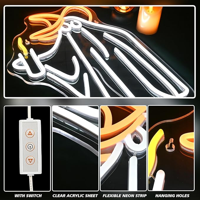 Ghost Neon Sign Wall Decor, Ghost Neon Light Bedroom Wall Decor Suitable for Kids Game Room Man Cave Birthday Halloween Decoration Gift