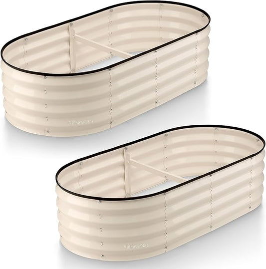 Galvanized Raised Garden Beds Outdoor // 4×2×1 ft (2-Pack) Planter Raised Beds for Gardening, Vegetables, Flowers // Large Metal Garden Box (White) // Patented Tool-Free Design