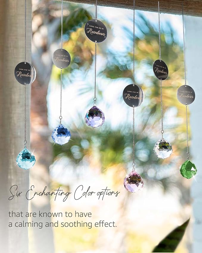Memorial Gifts for Loss of Loved One, Unique Sympathy Idea, Clear Crystal Ball Grief Suncatcher, Rainbow Bereavement Box for Mom Dad Husband Son Daughter