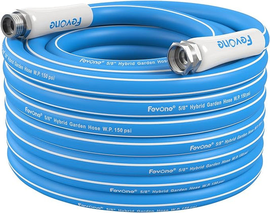 Fevone Garden Hose 50 ft, Heavy Duty Water Hose, Hybrid Polymer, Kink Resistance, Lightweight, Flexibility, Durability, Leak Free, Aluminum Fittings, 3/4" GHT, 5/8" ID, 600 Psi, Drinking Water Safe