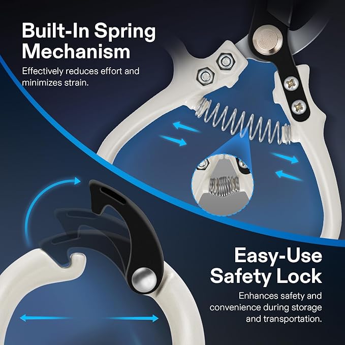 VIVOSUN Garden Shears, Lightweight Plant Pruners for Gardening, Bypass Pruning Shears for Cutting Flowers, Trimming Branches, Indoor Plant Shears, Stylish Q-Shaped Garden Tools for Women Men