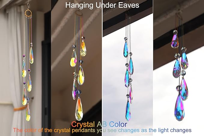 Crystals Teardrop Prisms Suncatcher Hanging Ornament Rainbow Maker for Home,Garden Decoration (Colorful Blue)