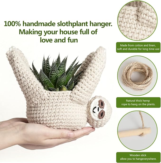 Sloth Gifts Sloth Plant Hanger for Succulent Pot Hanging Planter for Plant Lovers Home Decor Planter Macrame Plant Hanger | 5 Inch Plant Holder