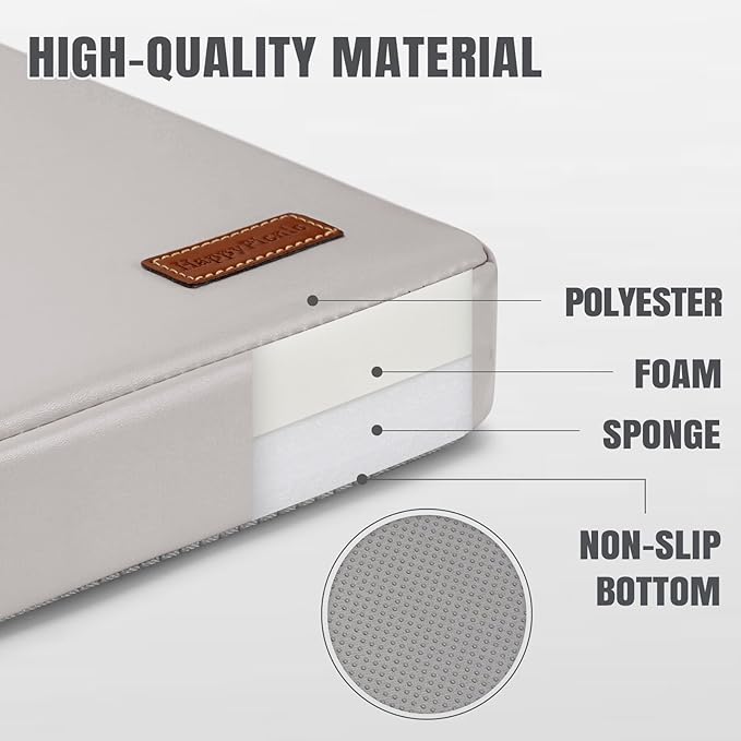 HappyPicnic Waterproof Garden Kneeling Pad - 2" Thick Soft Foam Kneeling Mat for Gardeners with Handle & Removable Cover, Knee Support for Bathing, Grey