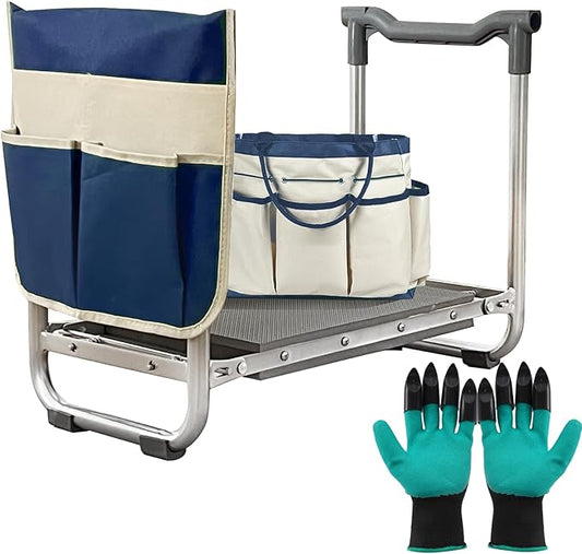 Garden Kneeler and Seat,2-in-1 Foldable Kneeling Pad and Stool with Thicken & Widen Soft Kneeling Pad,Wear-Resistant Prevent Knee and Back Pain reat, Gardening Gifts for Women and Men (B)