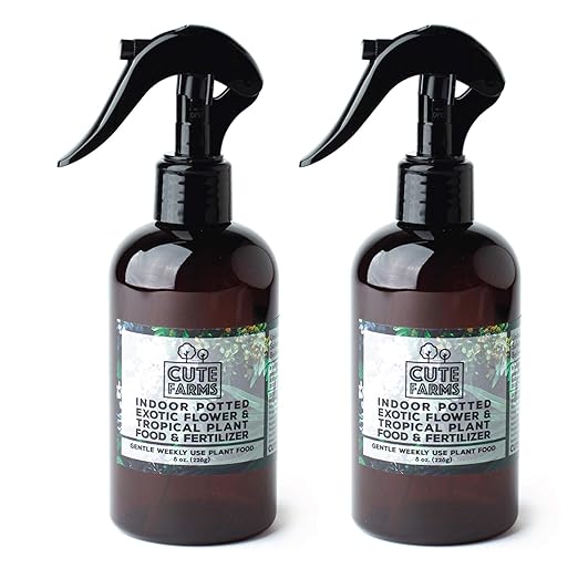 Cute Farms Indoor Potted Exotic Flower & Tropical Plant Fertilizer | Gentle Weekly Use Formula Plant Food (Two - 8 oz. Spray Bottles)