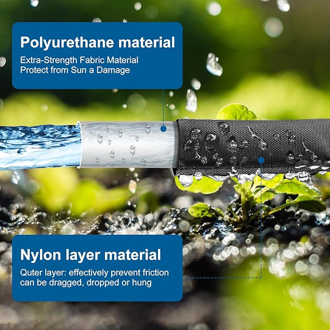 Flat Soaker Hose 50FT Lightweight and Flexible Irrigation Solution for Garden Beds, Flower Beds, and Lawns (50FT)