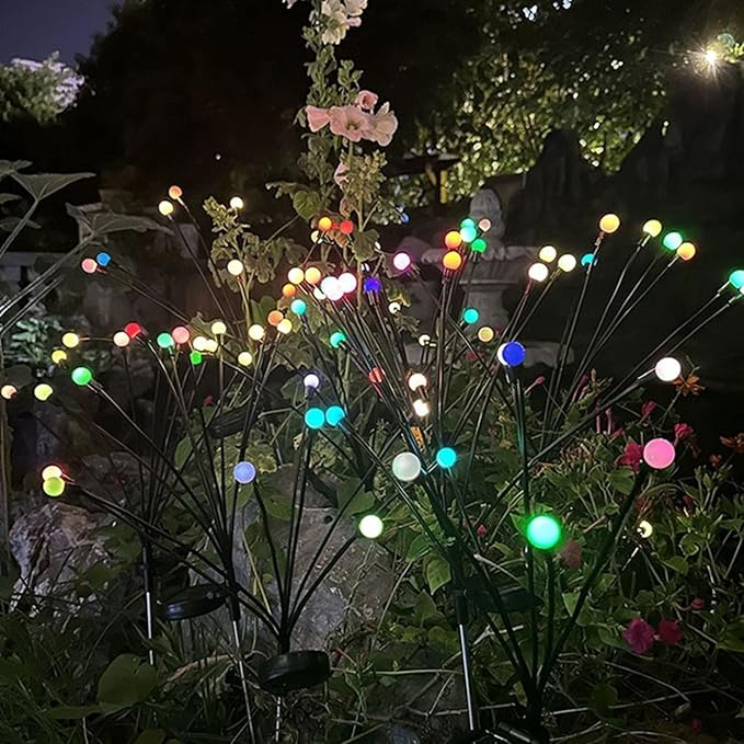 COVS Solar Garden Lights 8 LED Vibrant Firefly Starburst Swaying Lights by Wind Solar Lights for Outside Garden Decoration Firefly Lamp Outdoor Waterproof Multi Color (8 Pack, Multi-Colored)