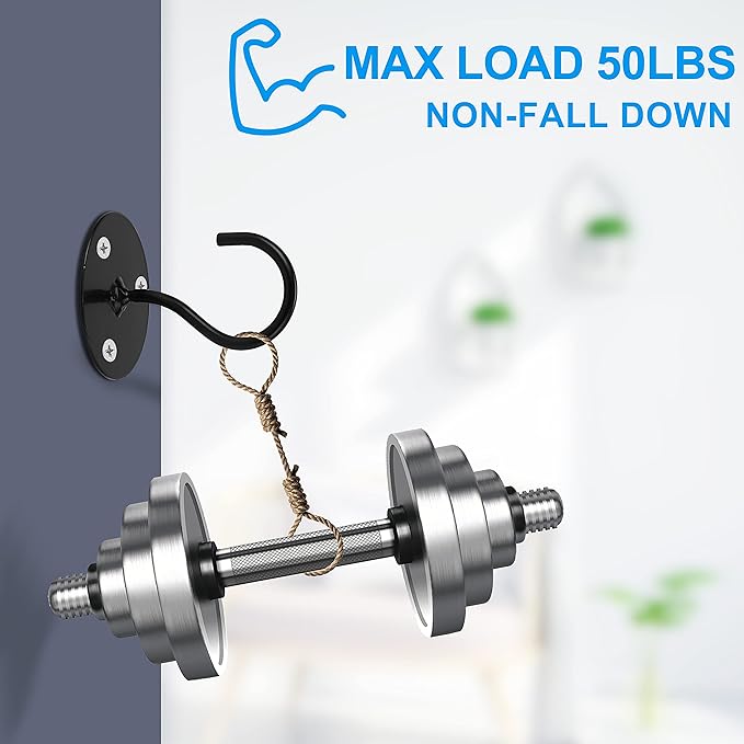 Ceiling Hooks for Hanging Plants - Metal Plant Bracket Iron Wall Mount Lanterns Hangers for Hanging Bird Feeders, Lanterns, Wind Chimes, Planters, Outdoor Decoration Hooks (Black)