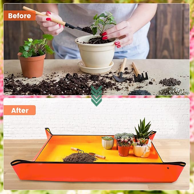 Large Repotting Mat for House Plants Transplanting and Potting Soil Mess Control, Unique Gardening Gifts for Women & Men Mom Birthday Gift Plant Lover Gifts Plant Lady Gifts