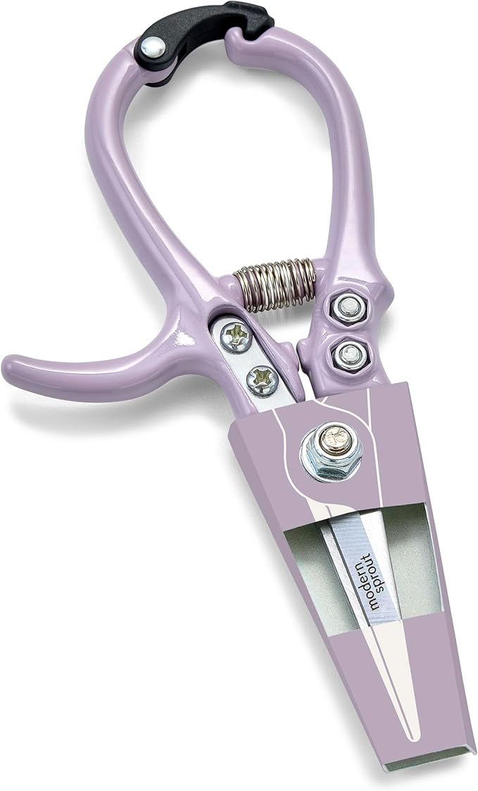 Modern Sprout Pruning Shears for Gardening, Herb Snips, Flower Cutting Scissors, Indoor Plant Shears, Lightweight, Ergonomic, Carbon Steel Blade, Easy-Lock Safety, Aesthetic (Lavender)