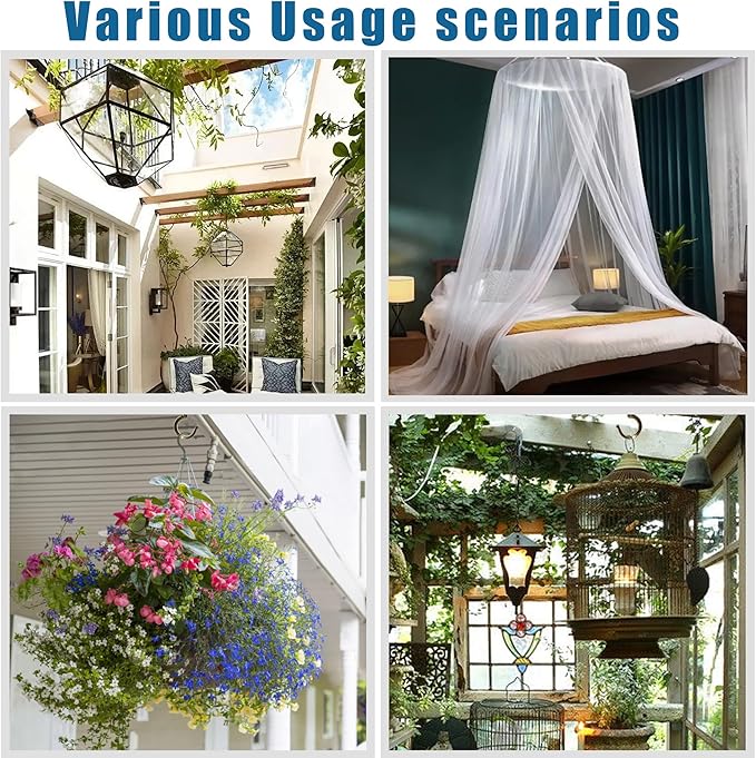 Ceiling Hooks for Hanging Plants (6 PCS Gold),Heavy Duty Metal Plant Hooks, Screw in Hooks for Hanging Birdfeeders, Lamps, Planters, Outdoor Decorative Hooks up to 33 lbs