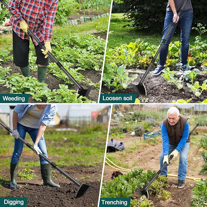 Hoe Garden Tool, Triangle Hoe Gardening Weeding Tool, 72" Long Handle Heavy Duty Manual Weeder Gardening Hand Tools for Weeding, Digging, Loosening Soil