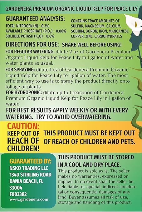 Concentrated Kelp & Seaweed Extract for Strong and Resilient Peace Lilies - 16 oz