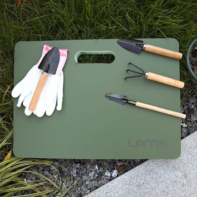 Thick Garden Kneeling Pad, with Waterproof Leather Surface, Non-Slip High Density POE, High Resilience, Lightweight, Double-Sided Use Cushion for Gardening, Yoga, Housework (Light Green)