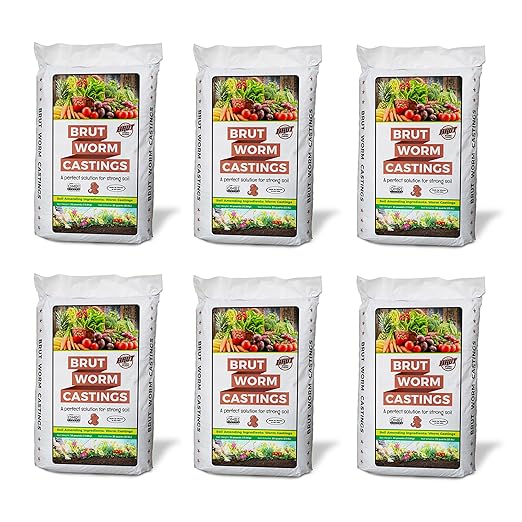Brut Organic Worm Castings – 30 Lb – Garden's Elixir for Thriving Blooms & Harvests! (6 Pack)