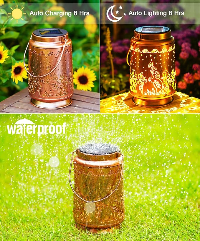 Nacome Elephant Solar Lantern for Garden Decor: Waterproof Hanging Metal Decoration with LED Lights for Yard Lawn Porch Patio Landscape Pathway โ Birthday Gifts for Mom Grandma Women