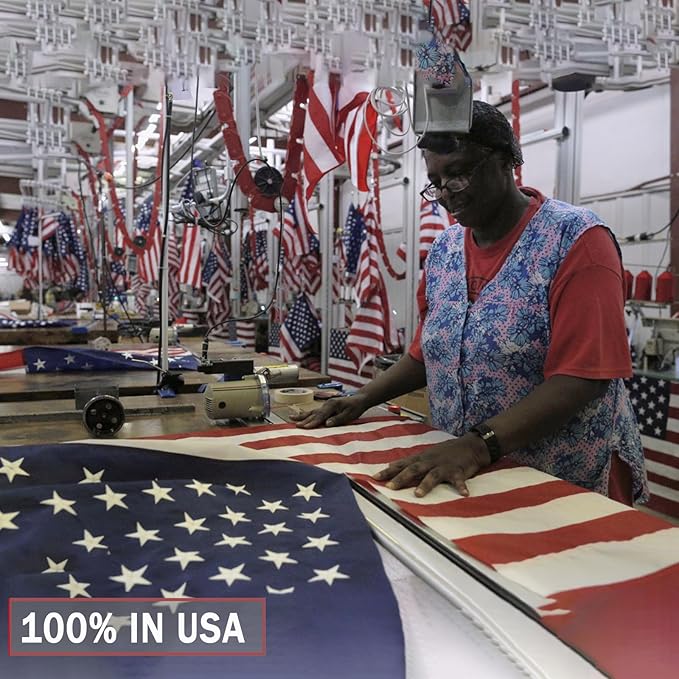 AZCOVER American Flag 15x25 FT Luxury Us Flag for Outside Made in USA Heavy Duty Nylon American Flags for Outdoor with Embroidered Stars Sewn Stipes and Brass Grommets All Weather Lasting United