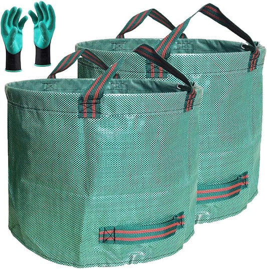 Professional 2-Pack 106 Gallon Yard Lawn Garden Bags Large (D31, H31 inches) Yard Waste Bags with Gardening Gloves, Big Leaf Bag,Debris Bag,Patio Waste Bag,Lawn Grass Bag,Garden Trash Bag W/ 4 Handles